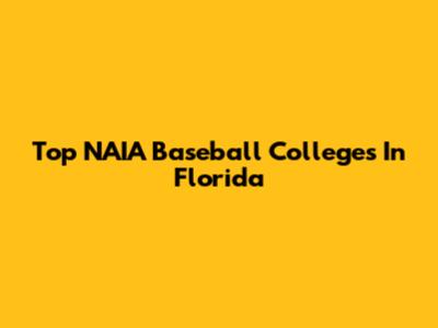 Top NAIA Baseball Colleges In Florida