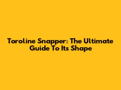 Toroline Snapper: The Ultimate Guide To Its Shape