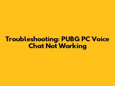 Troubleshooting: PUBG PC Voice Chat Not Working