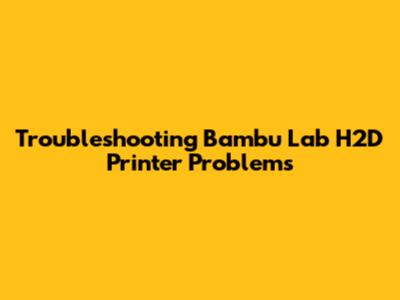 Troubleshooting Bambu Lab H2D Printer Problems