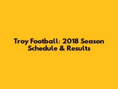 Troy Football: 2018 Season Schedule & Results