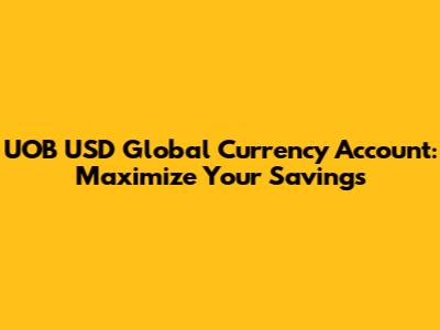 UOB USD Global Currency Account: Maximize Your Savings