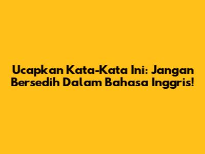 Ucapkan Kata-Kata Ini: Jangan Bersedih Dalam Bahasa Inggris!