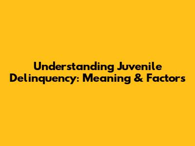 Understanding Juvenile Delinquency: Meaning & Factors