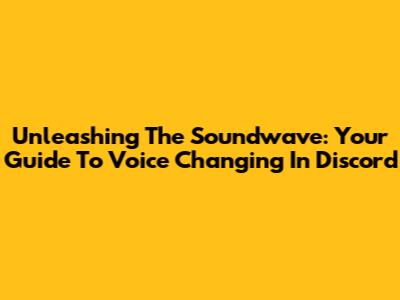 Unleashing The Soundwave: Your Guide To Voice Changing In Discord