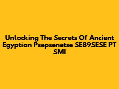 Unlocking The Secrets Of Ancient Egyptian Psepsenetse SE89SESE PT SMI