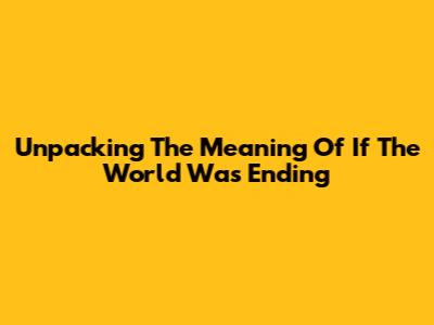 Unpacking The Meaning Of 'If The World Was Ending'