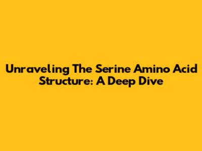 Unraveling The Serine Amino Acid Structure: A Deep Dive