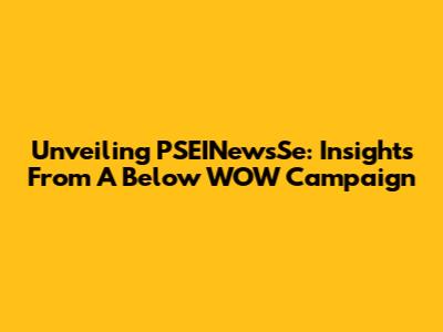 Unveiling PSEINewsSe: Insights From A Below WOW Campaign