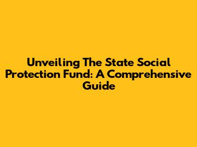 Unveiling The State Social Protection Fund: A Comprehensive Guide