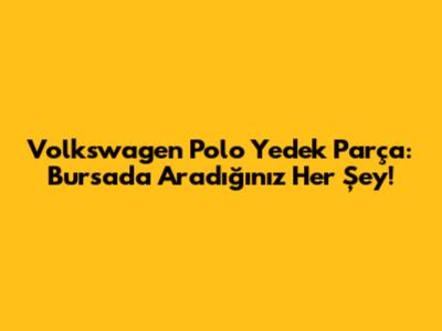 Volkswagen Polo Yedek Parça: Bursa'da Aradığınız Her Şey!