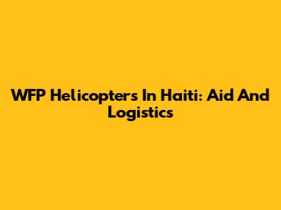 WFP Helicopters In Haiti: Aid And Logistics
