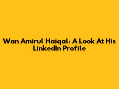 Wan Amirul Haiqal: A Look At His LinkedIn Profile