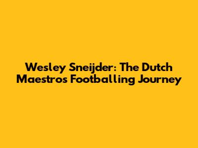 Wesley Sneijder: The Dutch Maestro's Footballing Journey