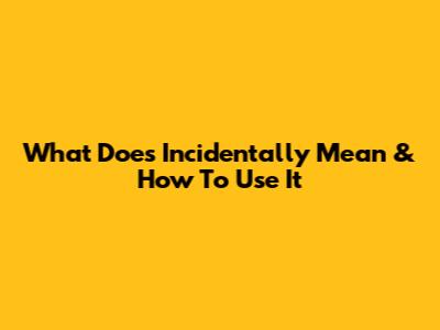 What Does 'Incidentally' Mean & How To Use It