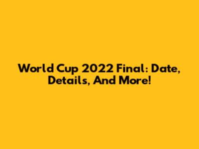 World Cup 2022 Final: Date, Details, And More!