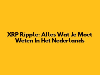 XRP Ripple: Alles Wat Je Moet Weten In Het Nederlands