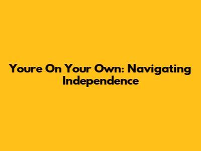 You're On Your Own: Navigating Independence