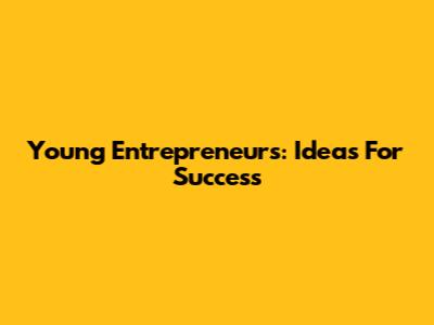 Young Entrepreneurs: Ideas For Success