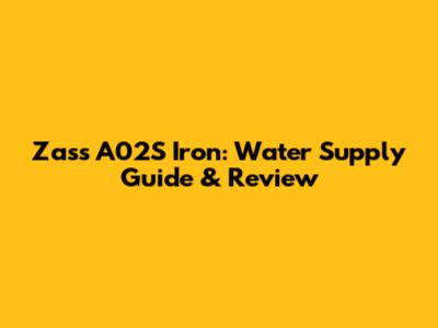 Zass A02S Iron: Water Supply Guide & Review