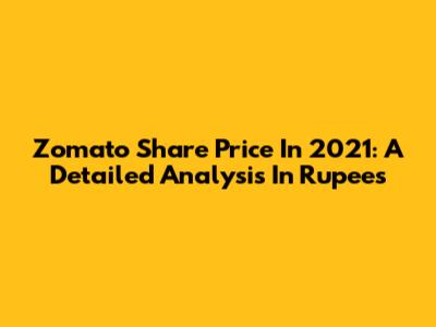 Zomato Share Price In 2021: A Detailed Analysis In Rupees